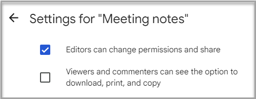 Share settings